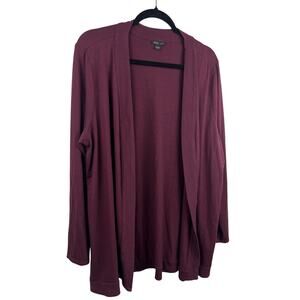 J. Jill Wearever Cardigan Plum Purple Open Front Stretchy Soft Drape XL